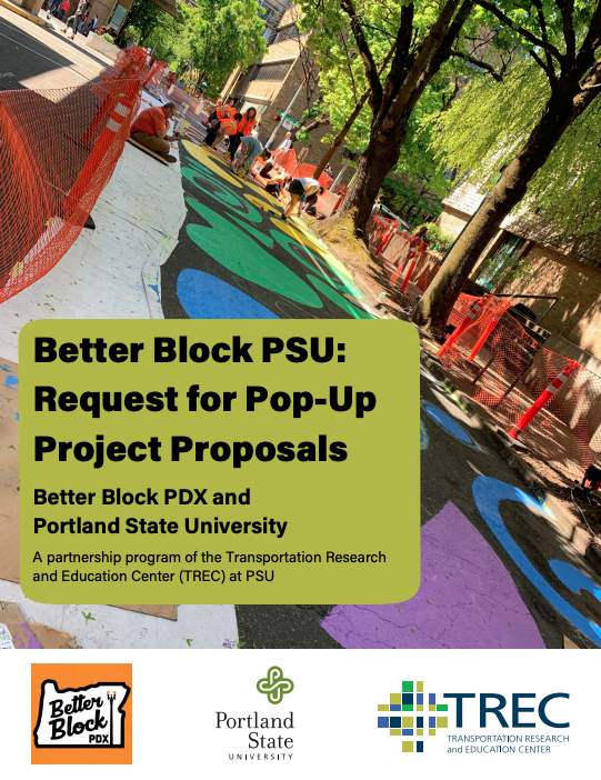 Colorful cover of the proposal document for Better Block PSU