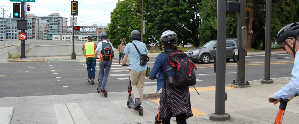 People on e-scooters